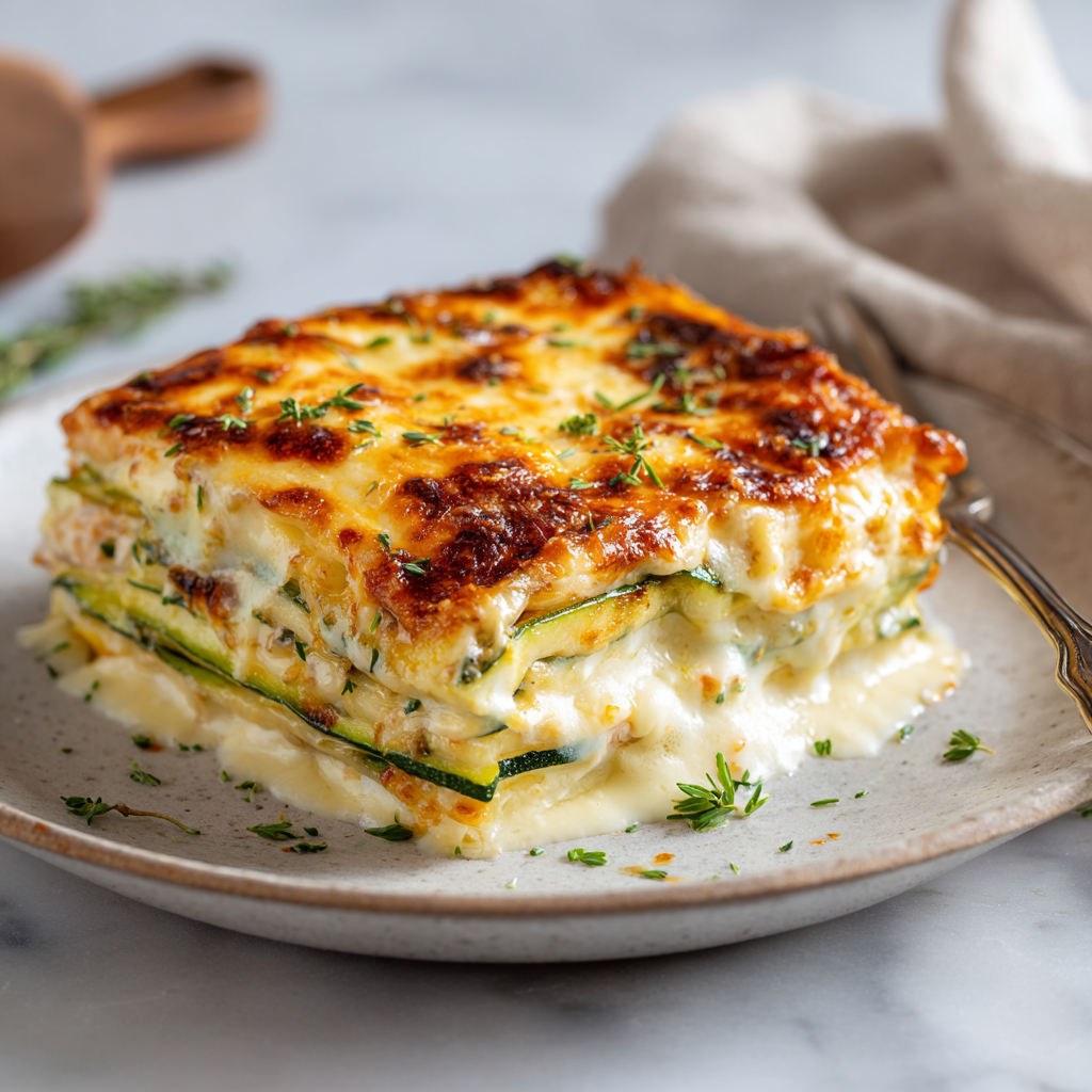 Courgettes Façon Lasagnes à la Crème et au Jambon