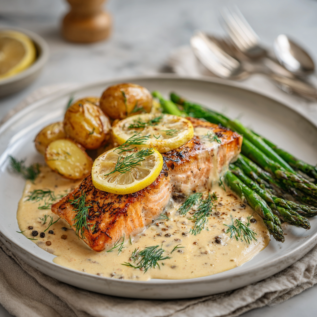 Saumon à la Crème et à la Moutarde