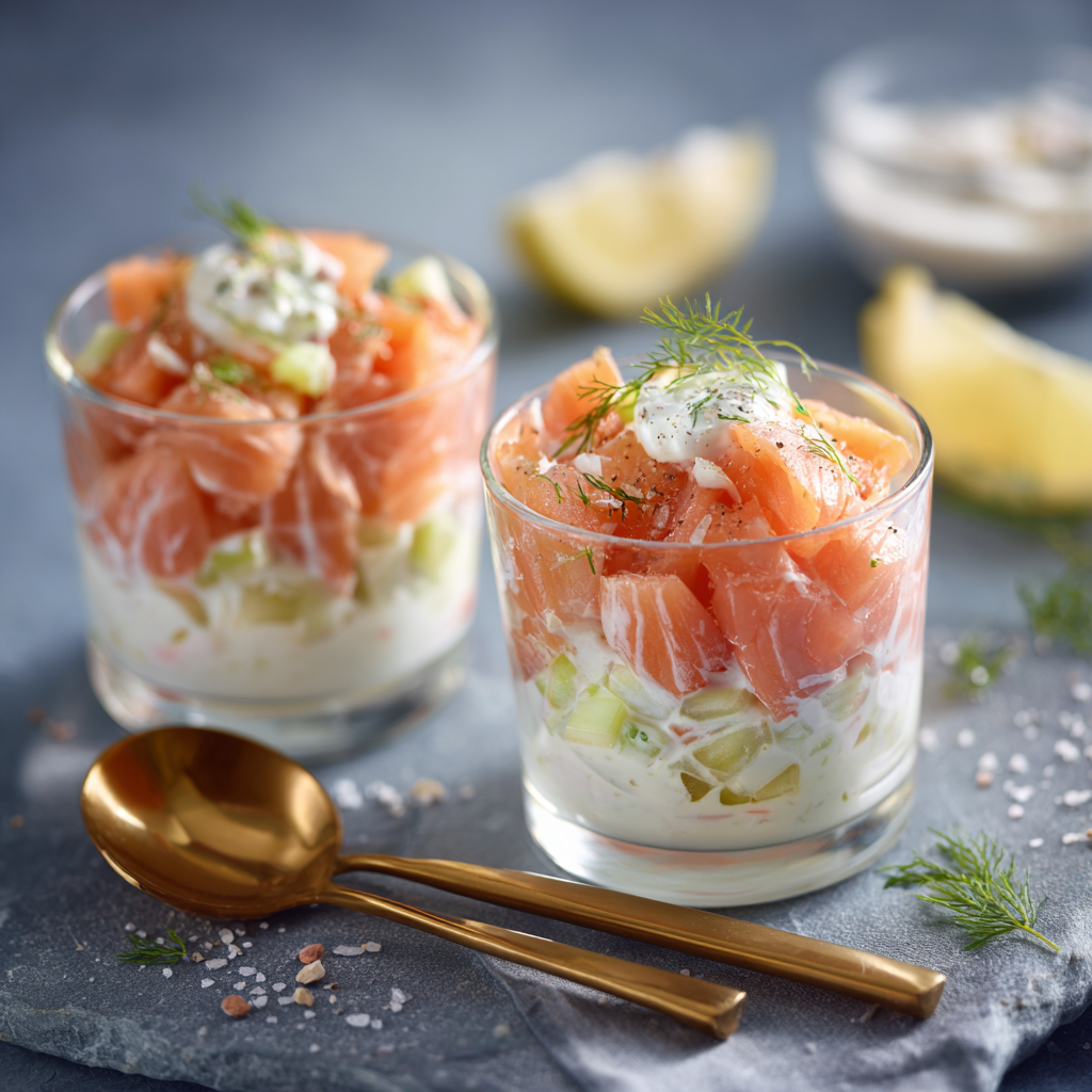 Verrines de Surimi et Saumon Fumé