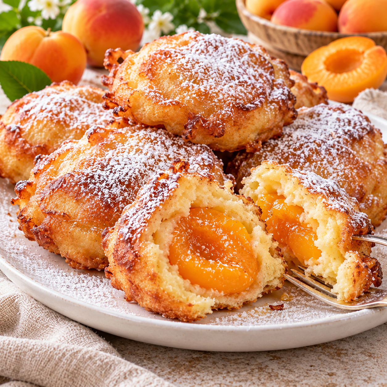 Beignets d’Abricots Moelleux au Sucre Glace