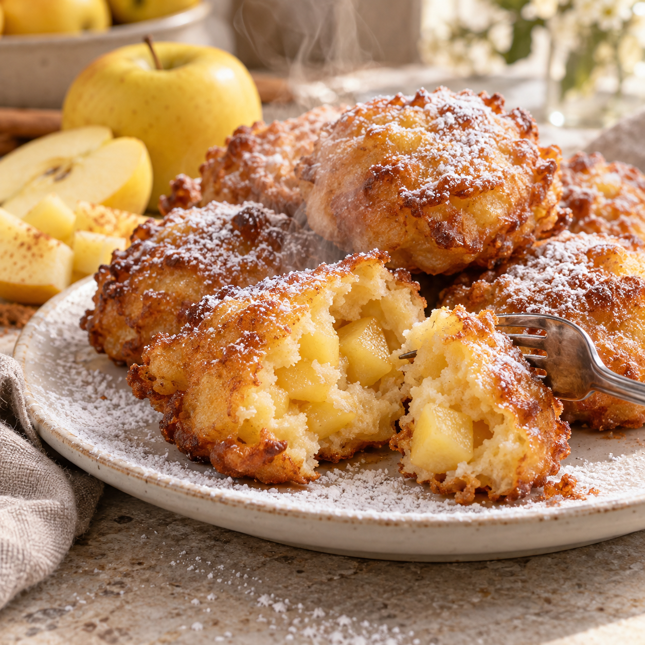 Petits Beignets aux Pommes Fondants et Légèrement Croustillants