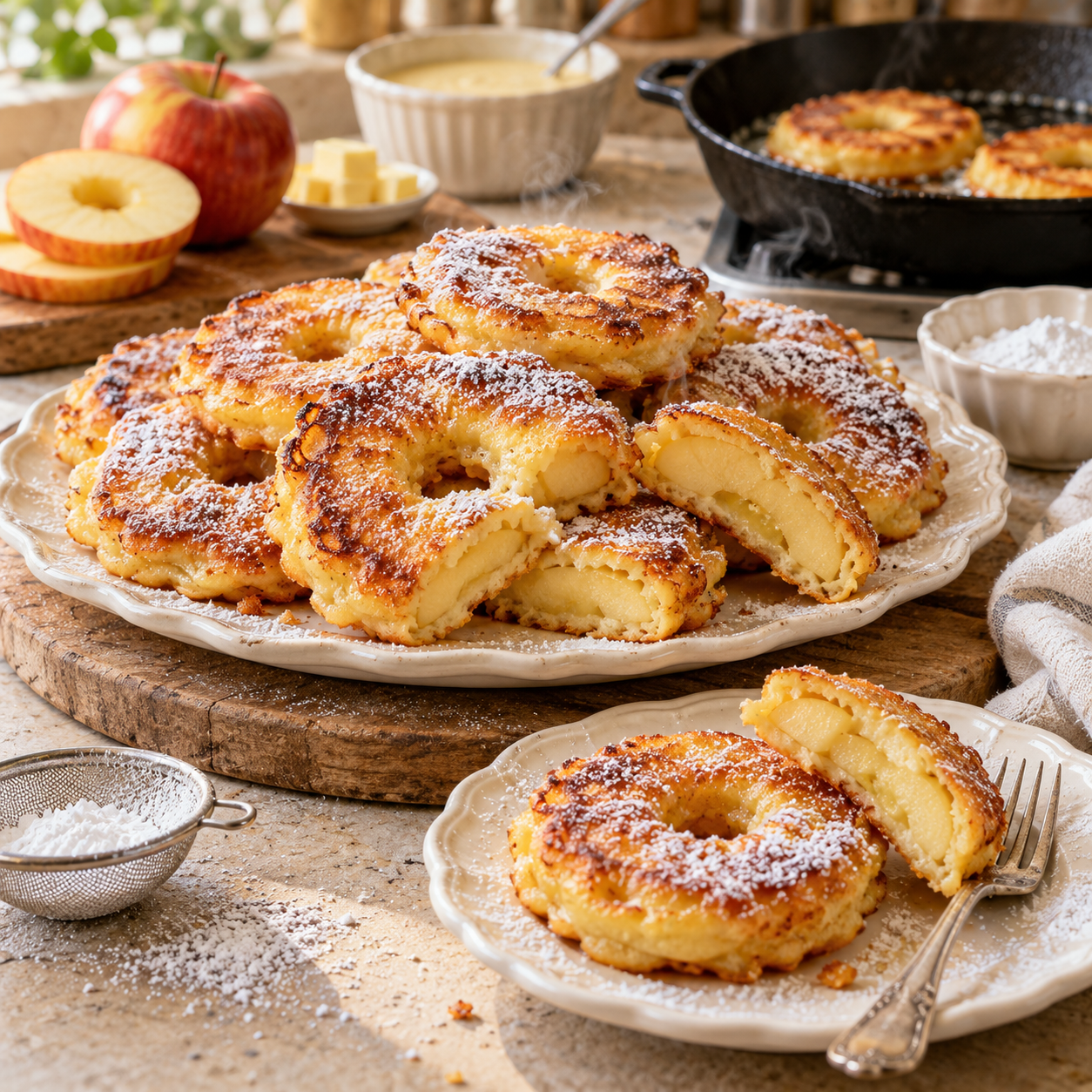 Beignets aux Pommes Sans Friture Profonde, Faciles à la Poêle : Une Recette Moelleuse, Dorée et Gourmande