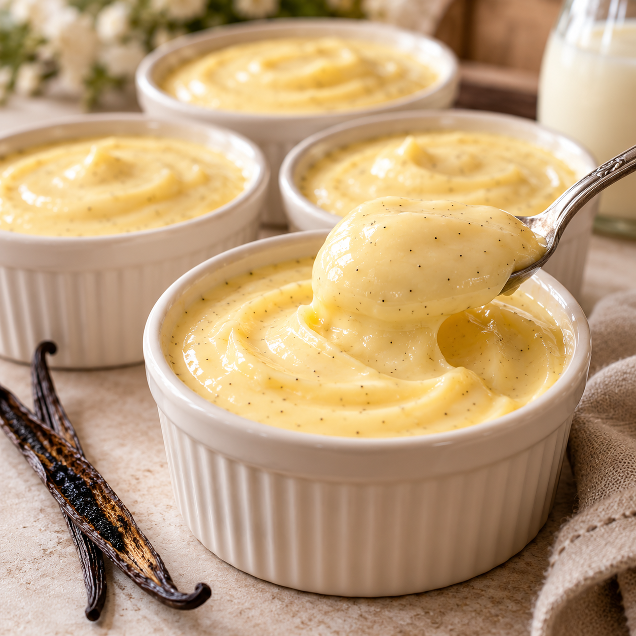 Crème Dessert Maison à la Vanille, Douce et Ultra Crémeuse