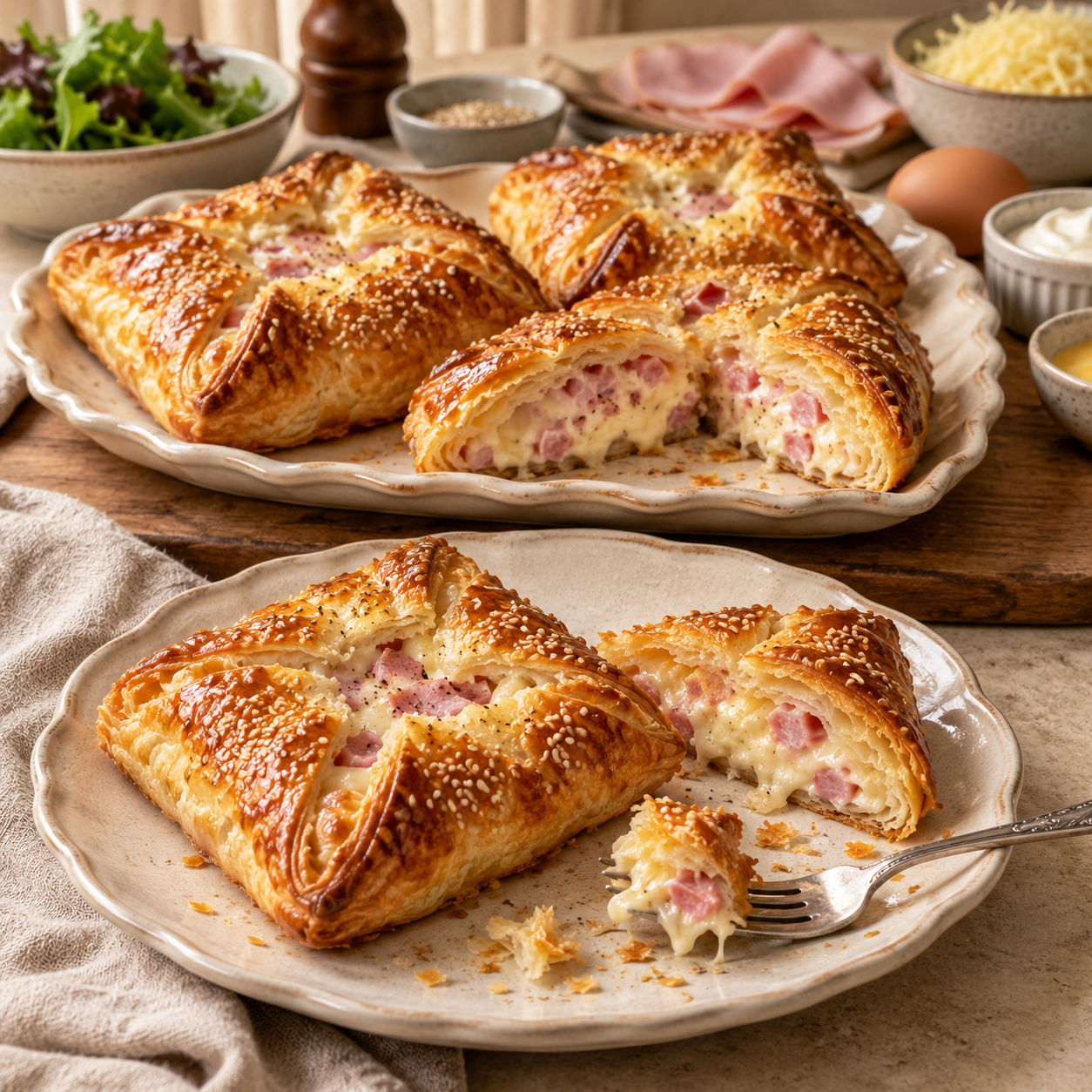 Feuilletés Jambon-Fromage : Une Recette Facile, Croustillante et Irrésistiblement Fondante