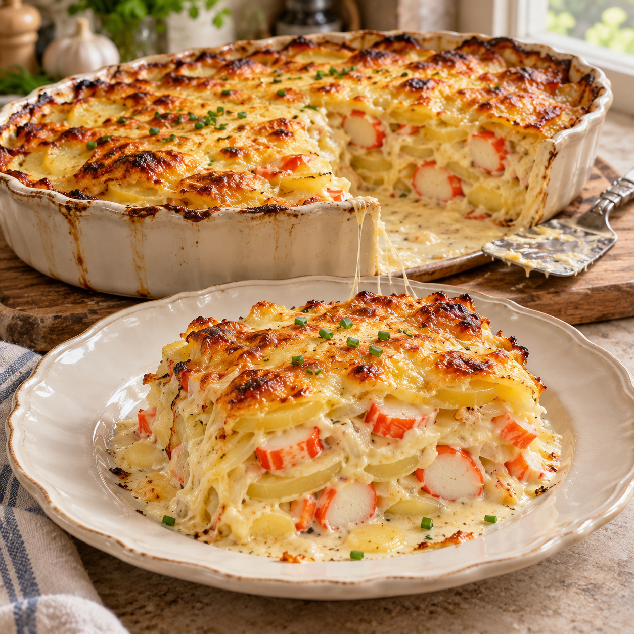 Gratin de Surimi et Pommes de Terre : Une Recette Crémeuse, Fondante et Délicieusement Gratinée